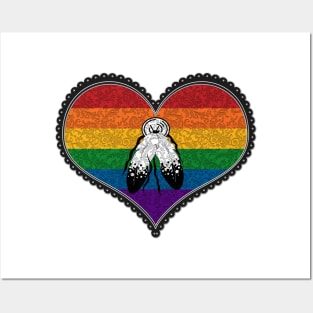 Elegant Two-Spirited Pride Decorative Heart in Pride Flag Colors Posters and Art